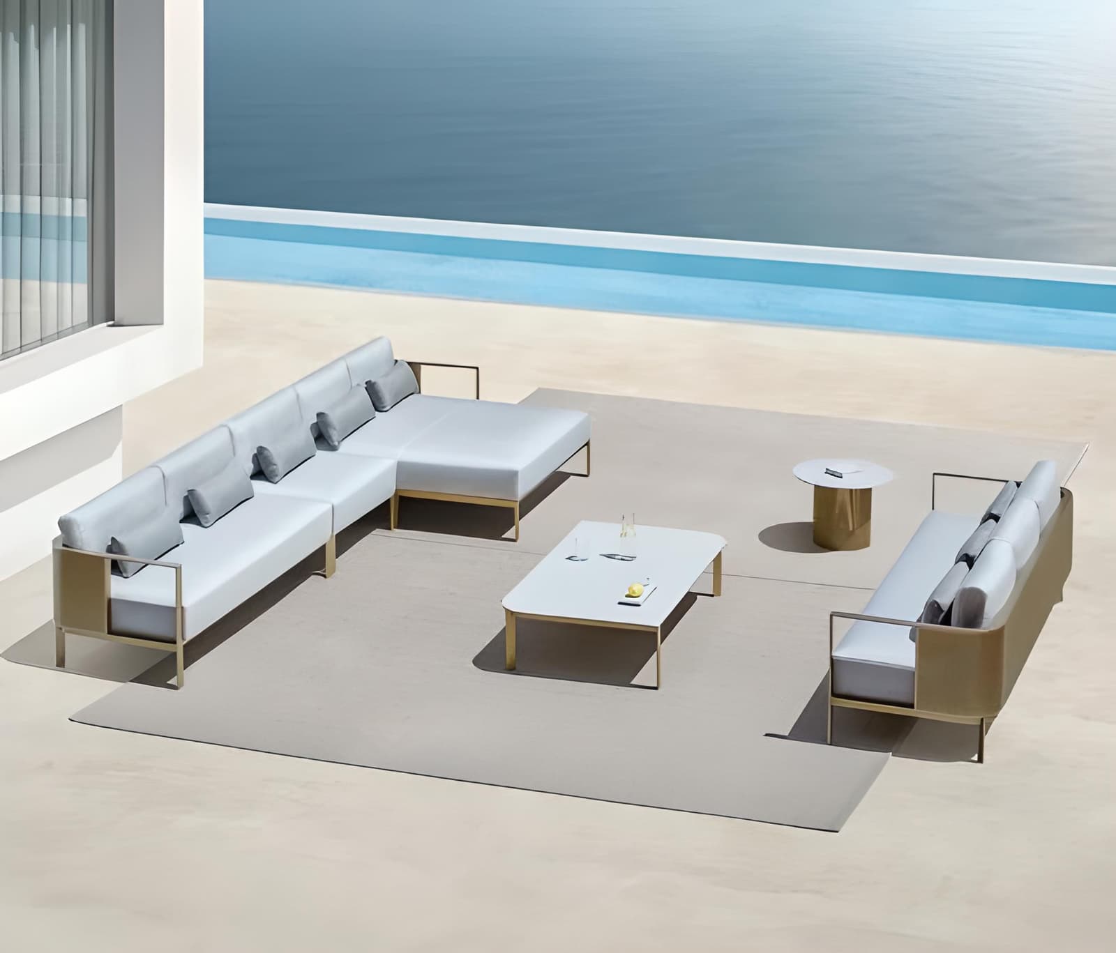 Acus Özel Tasarım 4+3+2+1+ Puflu Bahçe Mobilya Takımı Dış Mekan Oturma Grubu - SCY Home Garden