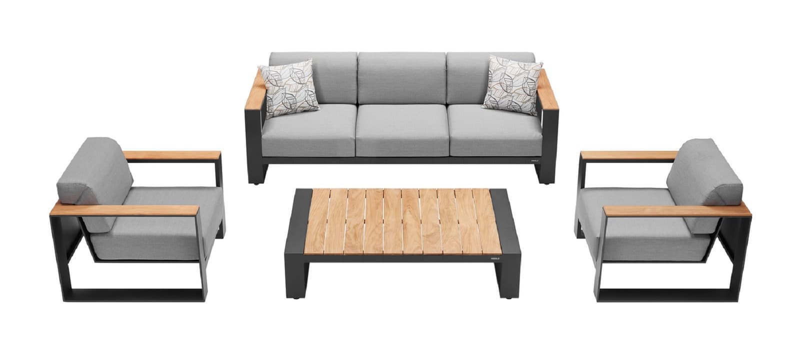 Bacusa Dış Mekan 3+1+1 Masalı Bahçe Mobilyası Ahşap Kolçaklı Balkon Oturma Grubu Çay Seti - SCY Home Garden alternatif görsel
