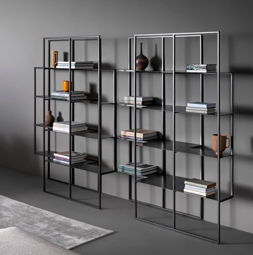 Laneta 4 Katlı Siyah Metal Çerçeveli Ahşap Tablalı Dekoratif Kitaplık Raf - SCY Home Garden