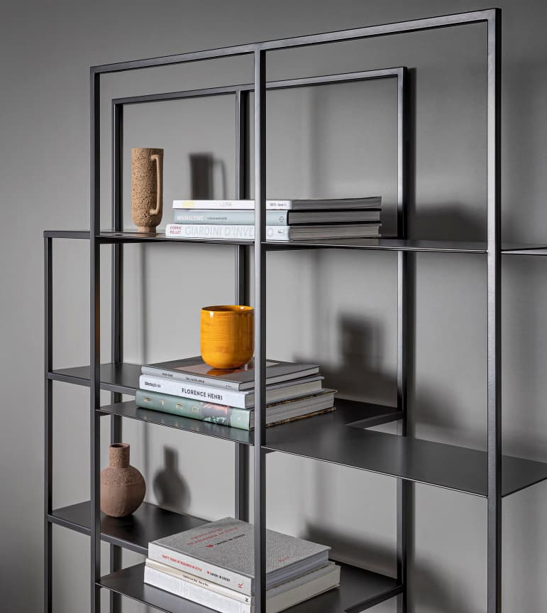 Laneta 4 Katlı Siyah Metal Çerçeveli Ahşap Tablalı Dekoratif Kitaplık Raf - SCY Home Garden alternatif görsel