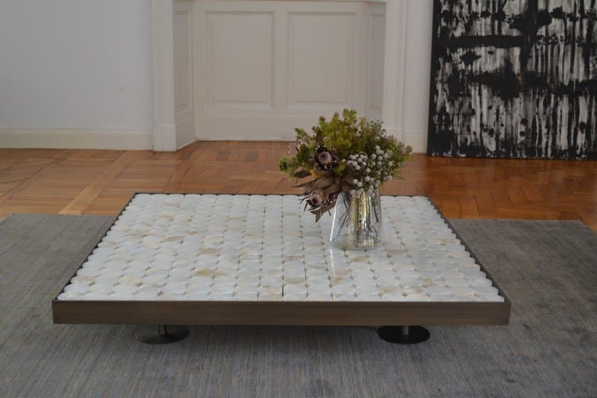 Marble Doğal Gerçek Mermer Tablalı Dekoratif Orta Masa Lobi Masası Metal Ayaklı Mermer Orta Sehpa - SCY Home Garden