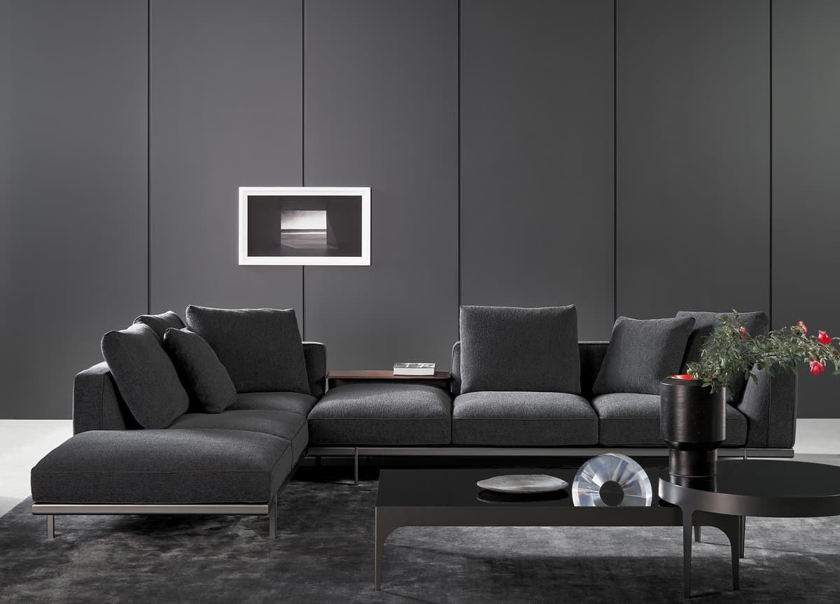 Mano Modern L Köşe Koltuk Takımı Füme Oturma Grubu Salon Odası Özel Tasarım Koltuk Takımı Metal Ayak - SCY Home Garden