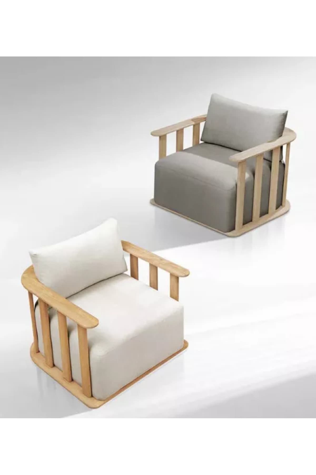Sofia 2 1 1 Modern Masif Ahşap Bahçe Oturma Grubu Bahçe Mobilya Takımı Balkon Çay Seti - SCY Home Garden görsel 4