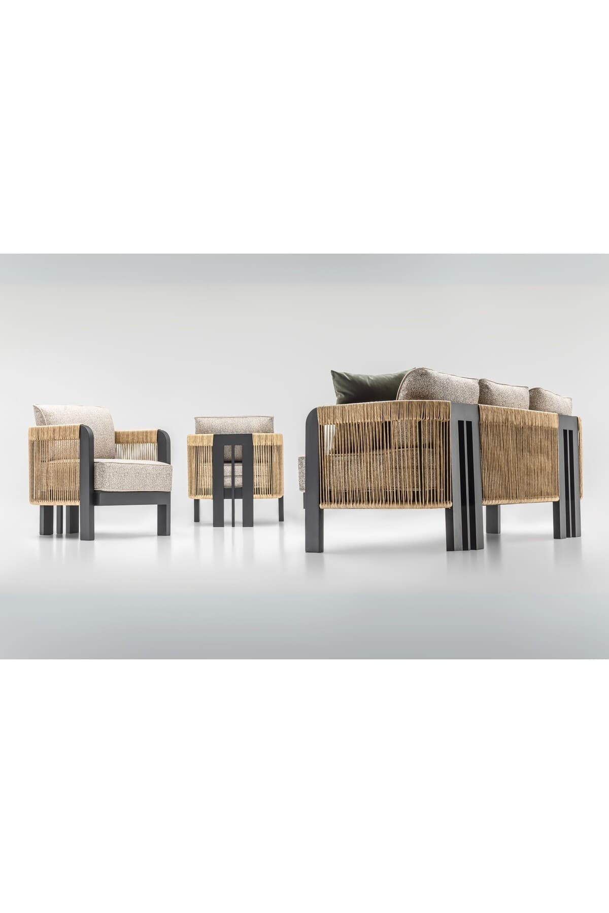 Sienna Modern Örgü Detaylı Bahçe Oturma Grubu Montajsız Balkon Takımı - SCY Home Garden görsel 3