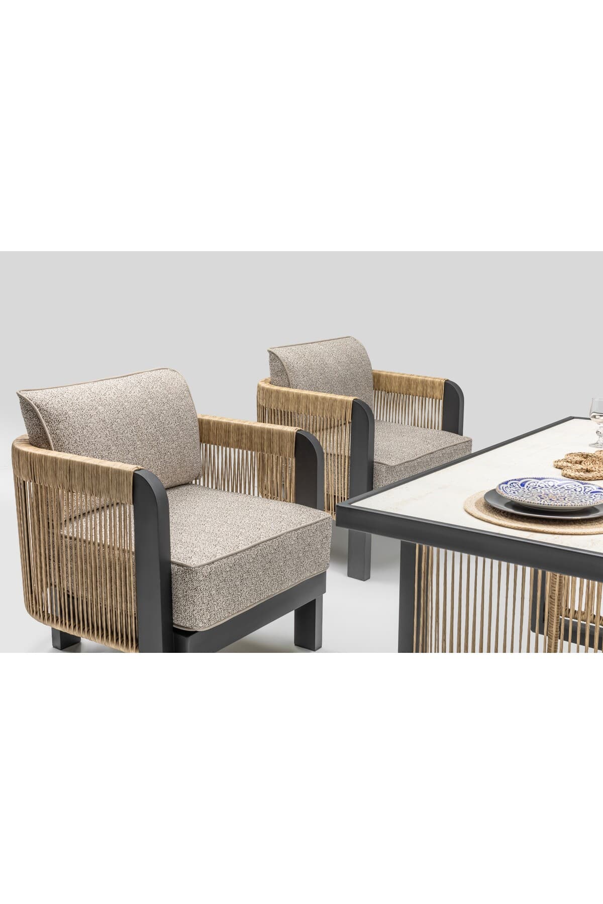 Sienna Modern Örgü Detaylı Bahçe Oturma Grubu Montajsız Balkon Takımı - SCY Home Garden görsel 4