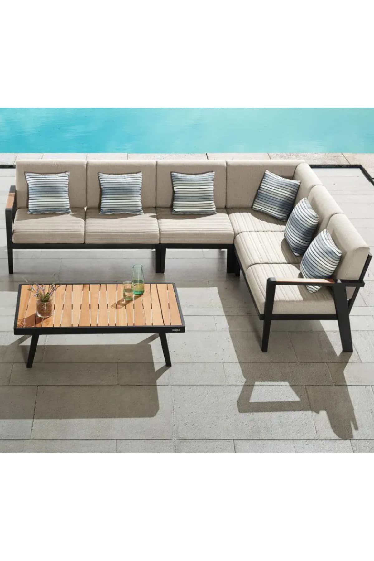 Orfeo Modern Bahçe Mobilya Takımı L Köşe Bahçe Oturma Grubu Çay Seti - SCY Home Garden görsel 2