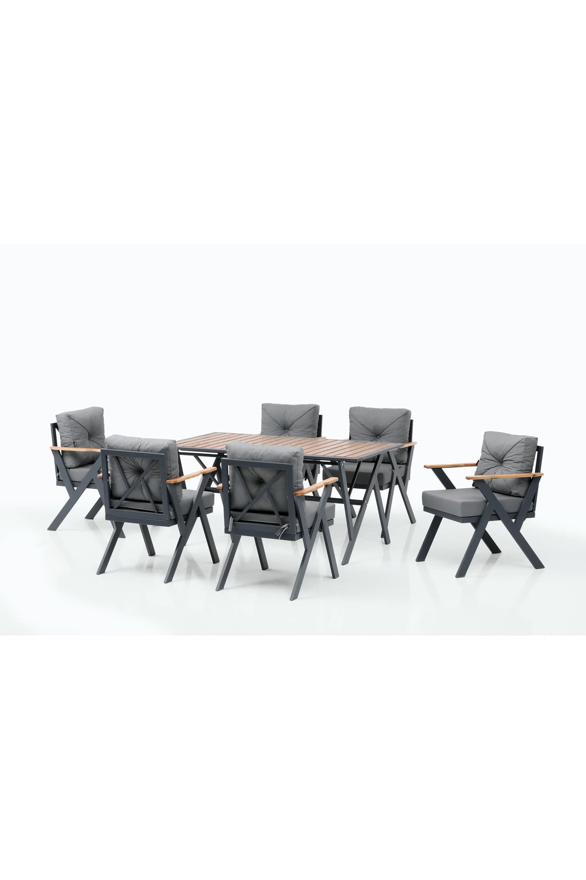 Lina Modern 6 Kişilik Bahçe Yemek Masa Takımı Bahçe Mobilyası Oturma Grubu Çay Seti Bistro - SCY Home Garden