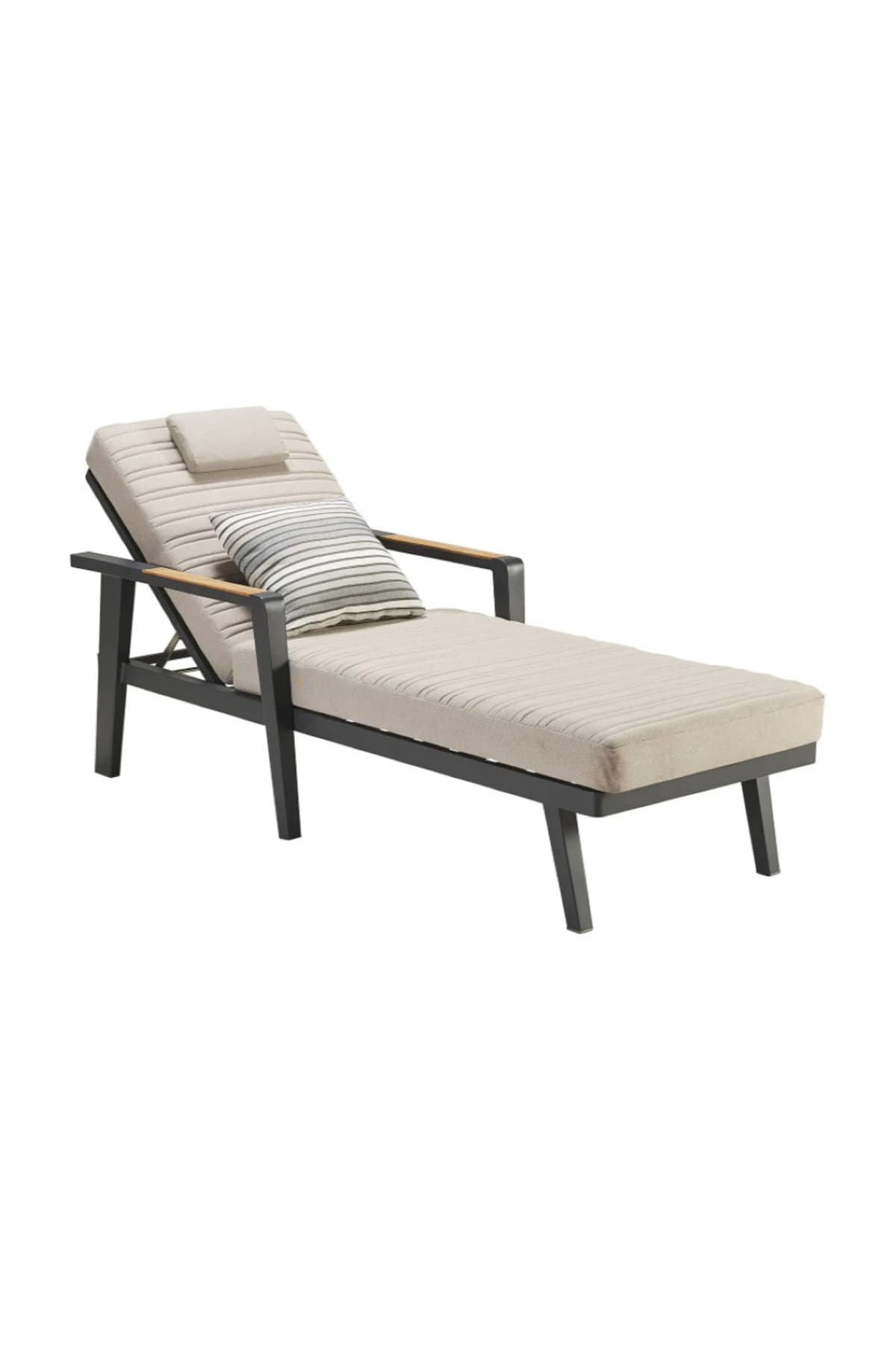 Oceras Modern Şezlong Bahçe Uzanma Yatağı Ahşap Detaylı Bahçe Mobilyası Daybed - SCY Home Garden görsel 3