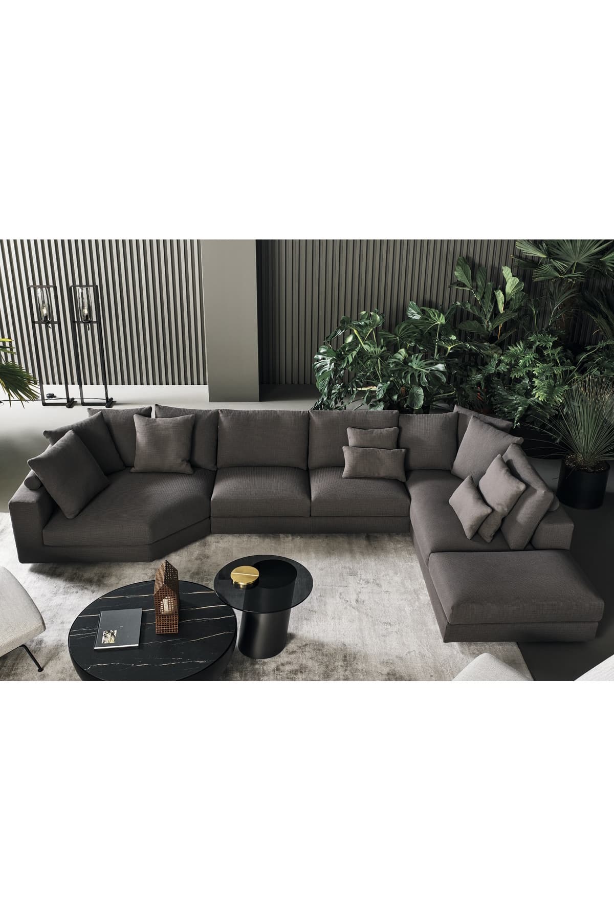 Burlone Özel Tasarım Metal ve Ahşap iskeletli Salon İçi L Modern Oturma Grubu L Köşe Koltuk Takımı - SCY Home Garden