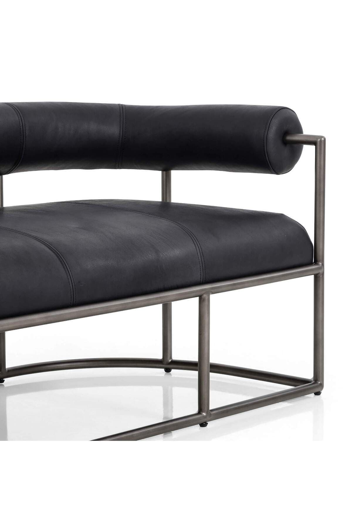 Lingua Modern Divan Suni Deri Yatak Ucu Oturma Bankı Makyaj Oturağı Metal Ayaklı Sırtlıklı Puf Bench - SCY Home Garden görsel 3