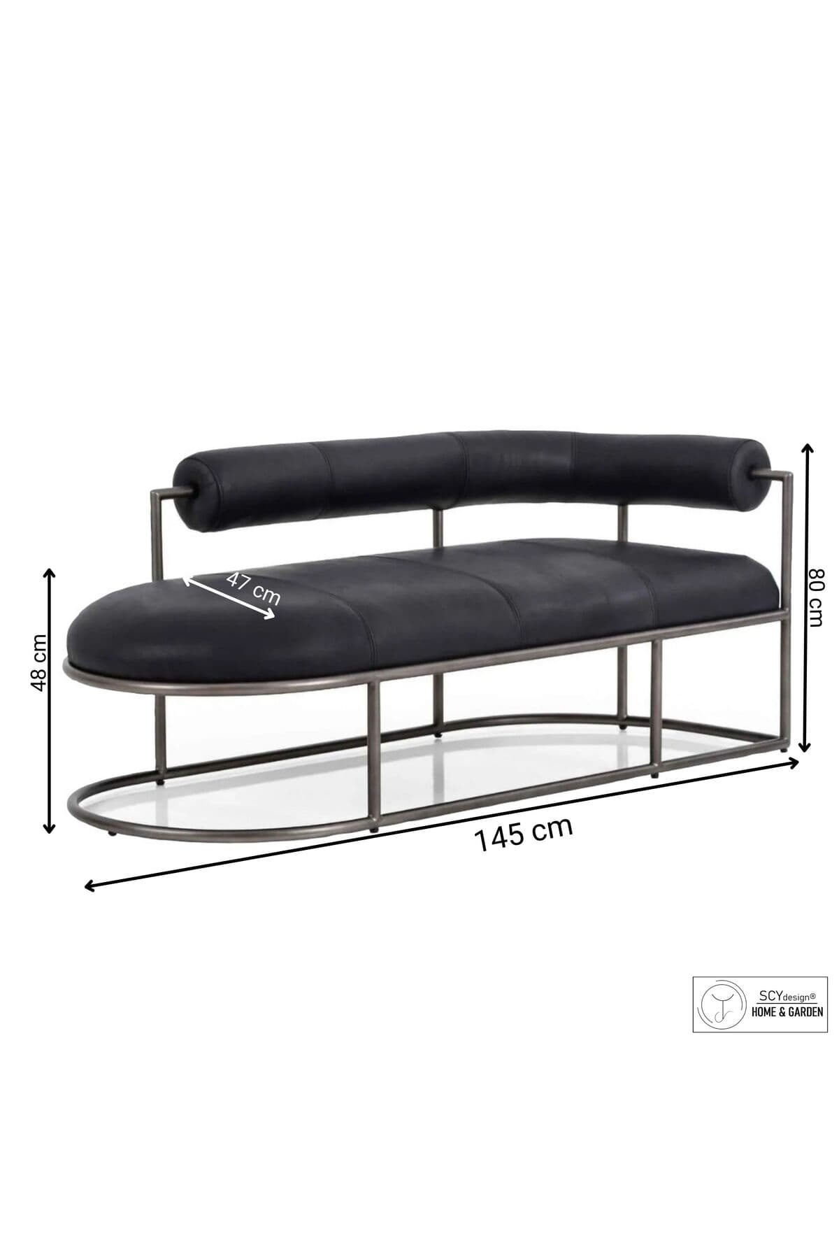 Lingua Modern Divan Suni Deri Yatak Ucu Oturma Bankı Makyaj Oturağı Metal Ayaklı Sırtlıklı Puf Bench - SCY Home Garden görsel 4