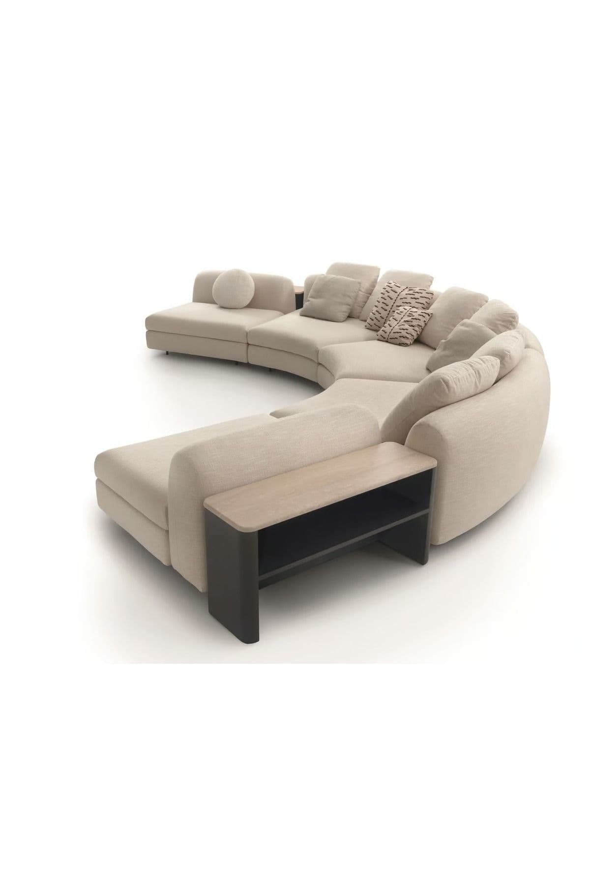 Parlex-F 5 Parça Sehpa Oval Teddy Koltuk Takımı Salon Oturma Grubu L Köşe Fonksiyonel Koltuk Takımı - SCY Home Garden görsel 2