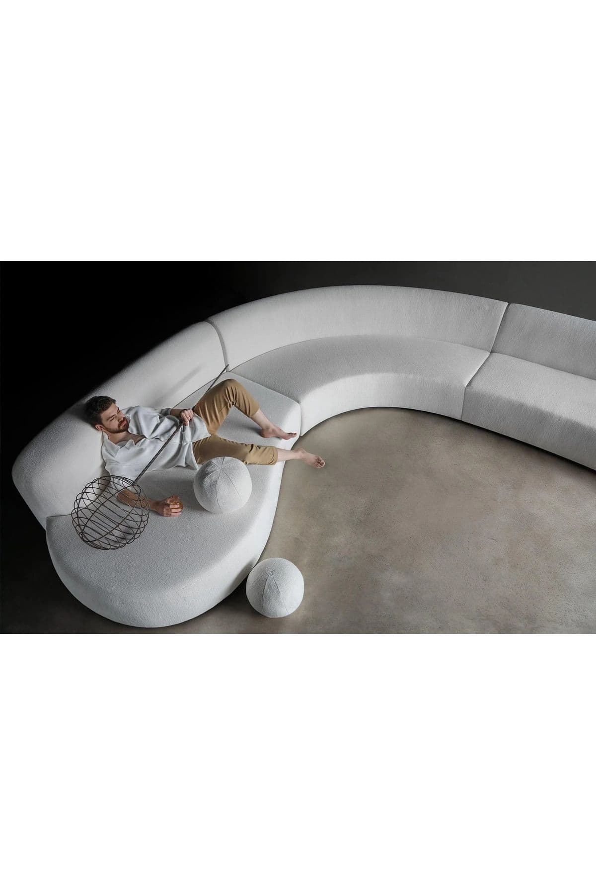Luna Modern 3 Parça Oval Teddy Koltuk Takımı Büyük Salon Oturma Grubu L Köşe Koltuk Takımı - SCY Home Garden alternatif görsel