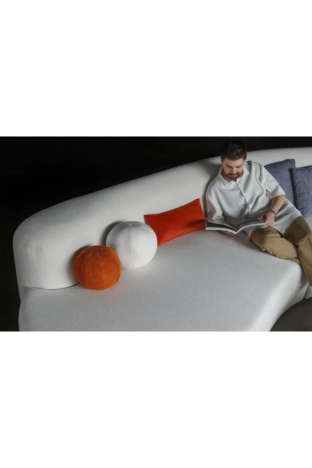 Luna Modern 3 Parça Oval Teddy Koltuk Takımı Büyük Salon Oturma Grubu L Köşe Koltuk Takımı - SCY Home Garden görsel 4