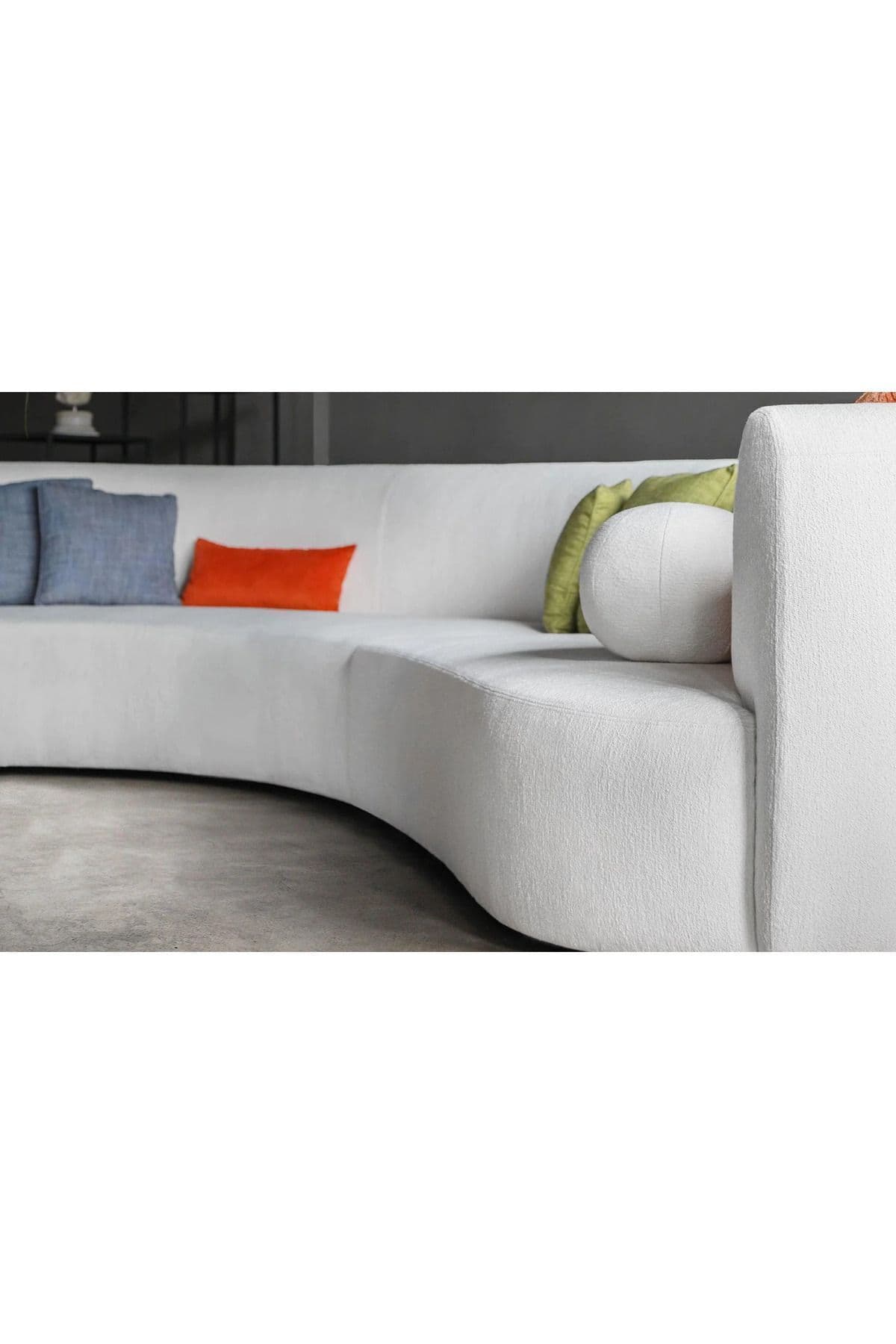 Luna Modern 3 Parça Oval Teddy Koltuk Takımı Büyük Salon Oturma Grubu L Köşe Koltuk Takımı - SCY Home Garden görsel 5