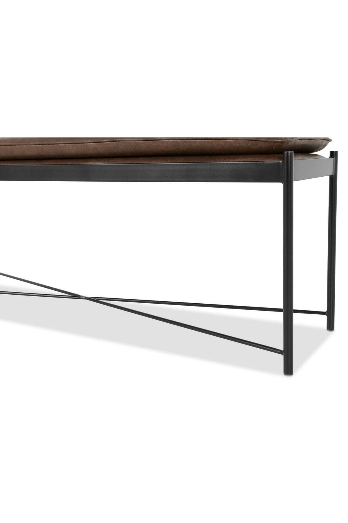 Tesque Kahverengi Suni Derili Metal Ayaklı Dikdörtgen Puf Dekoratif Montajsız Yatak Ucu Bench Bank - SCY Home Garden görsel 6