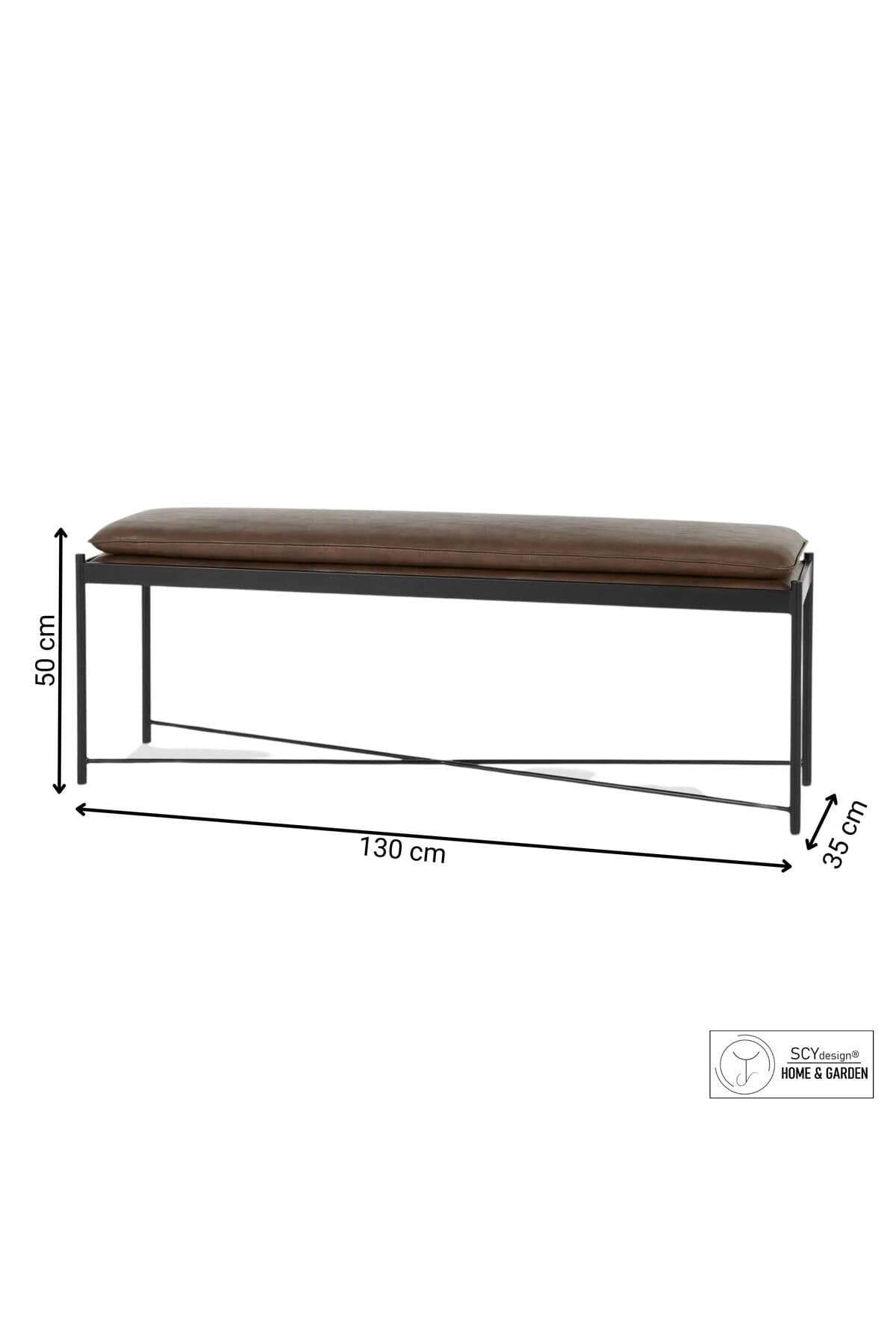 Tesque Kahverengi Suni Derili Metal Ayaklı Dikdörtgen Puf Dekoratif Montajsız Yatak Ucu Bench Bank - SCY Home Garden görsel 8