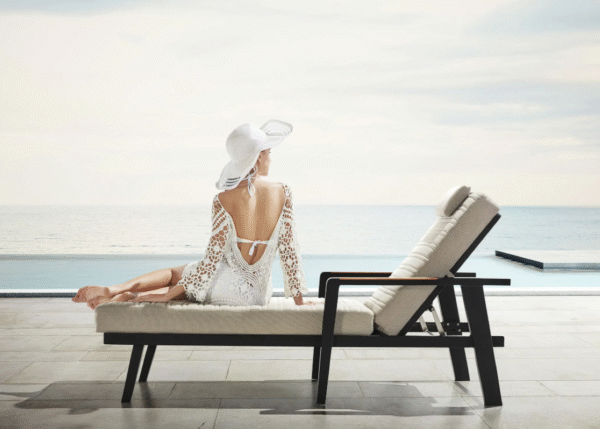 SCBM-249 Oceras Modern Şezlong Bahçe Uzanma Yatağı Ahşap Detaylı Bahçe Mobilyası Daybed