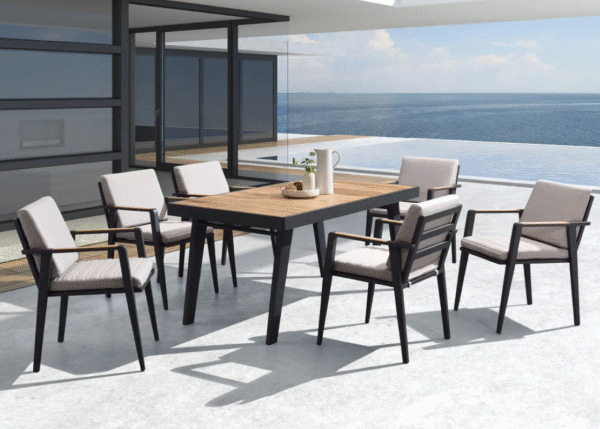 SCBM-253 Ocularis 6 kişilik Bahçe Yemek Masası Modern Bahçe Takımı Çay Seti