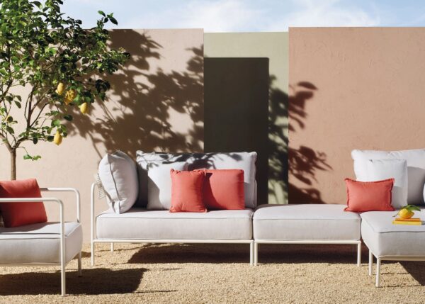 SCBM-242 Teshera Modern L Köşe Bahçe Mobilyası Koltuk Takımı Rahat Sırt Çiçeklik Detaylı Balkon Çay Seti