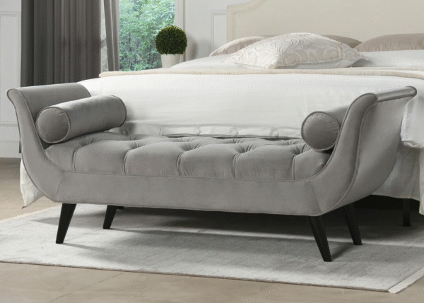 SCPF-076 Leonardo Siyah Ayak Kapitoneli Chester Yatak Ucu Oturma Bankı Puf Bench Çift Kolçak Koridor Oturağı