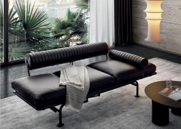 SCPF-042 Pirata Özel Tasarım Metal Ayaklı Sırtlıklı Yastıklı Puf 3 Kişilik Lobi Koltuğu Dekoratif Puf Oturak