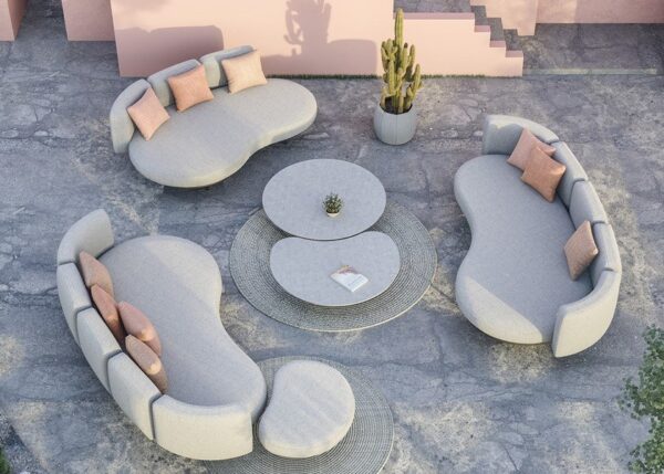 SCBM-041 Timeo Metal 5+3+3 Büyük Puf , Küçük Puf , 2’li Orta Masa Ve Yan Sehpalı Bahçe Mobilyası Oturma Grubu