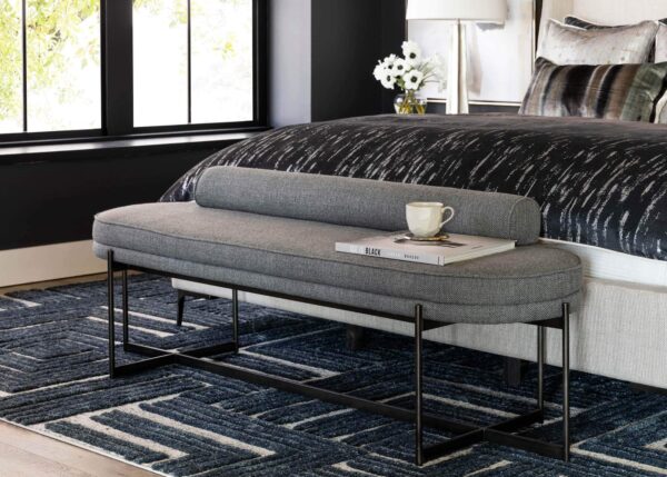 SCPF-007 Cylindrus Yatak Ucu Oturma Bankı Antrasit Gri Makyaj Oturağı Metal Ayaklı Silindir Yastıklı Pufbench