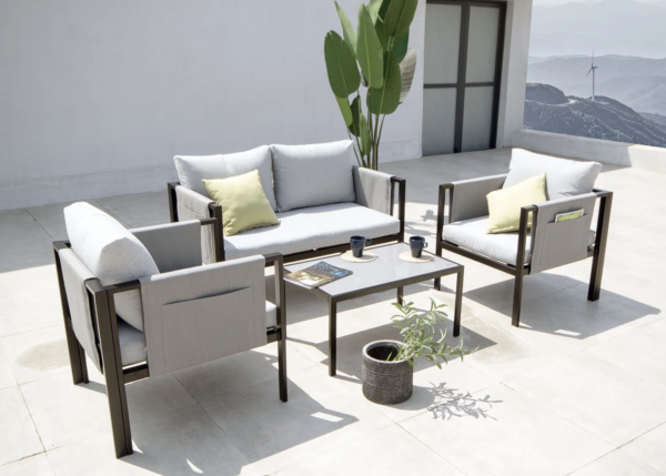 SCBM-192 Funtas Metal Ayak Modern Bahçe Mobilyası Dergilik Detay Cepli Balkon Koltuk Takımı Oturma Grubu