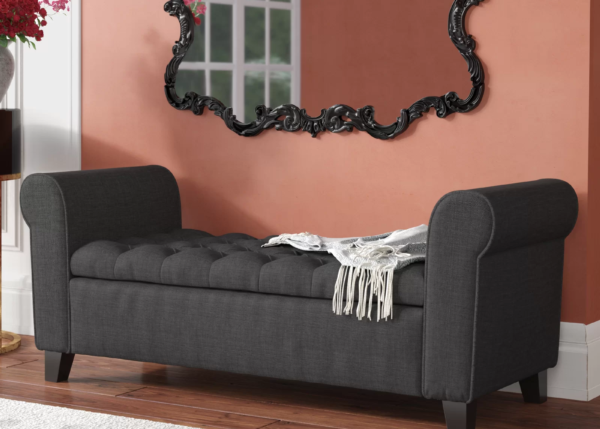 SCPF-062 Ebelna Siyah Kapitoneli Chester Yatak Ucu Oturma Bank 2 Kolçak Dolaplı Puf Koridor Oturağı Koltuğu