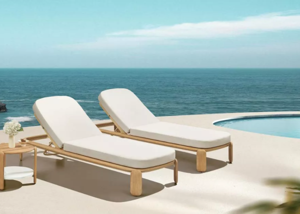 SCBM-262 Eroisa Masif Ahşap Şezlong Modern Havuz Başı Daybed Uzanma Yatağı