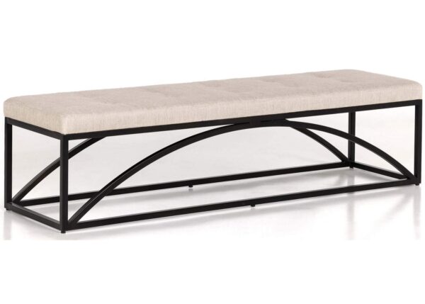 SCPF-008 Fade Dekoratif Yatak Ucu Oturma Bankı Makyaj Oturağı Metal Ayaklı Bej Puf Bench