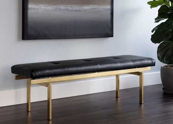 SCPF-004 Raginta 140 Cm Dekoratif Yatak Ucu Oturma Bankı Makyaj Oturağı Suni Derili Gold Metal Ayak Puf Bench